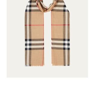Classic Burberry Gauze Horse and Javelin Checked Scarf